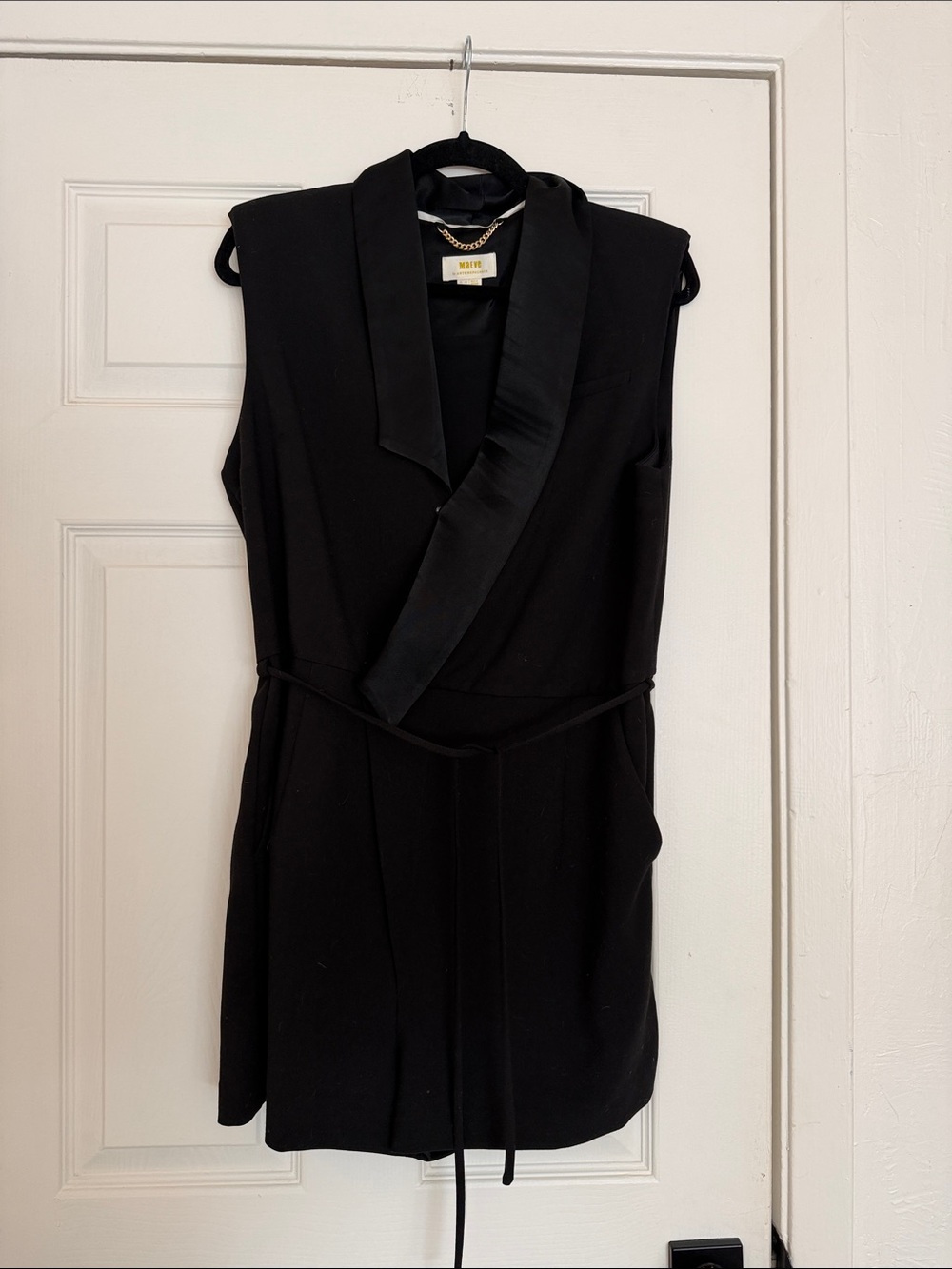 Anthropologie Black Sleeveless Romper with Gold Chain Accent